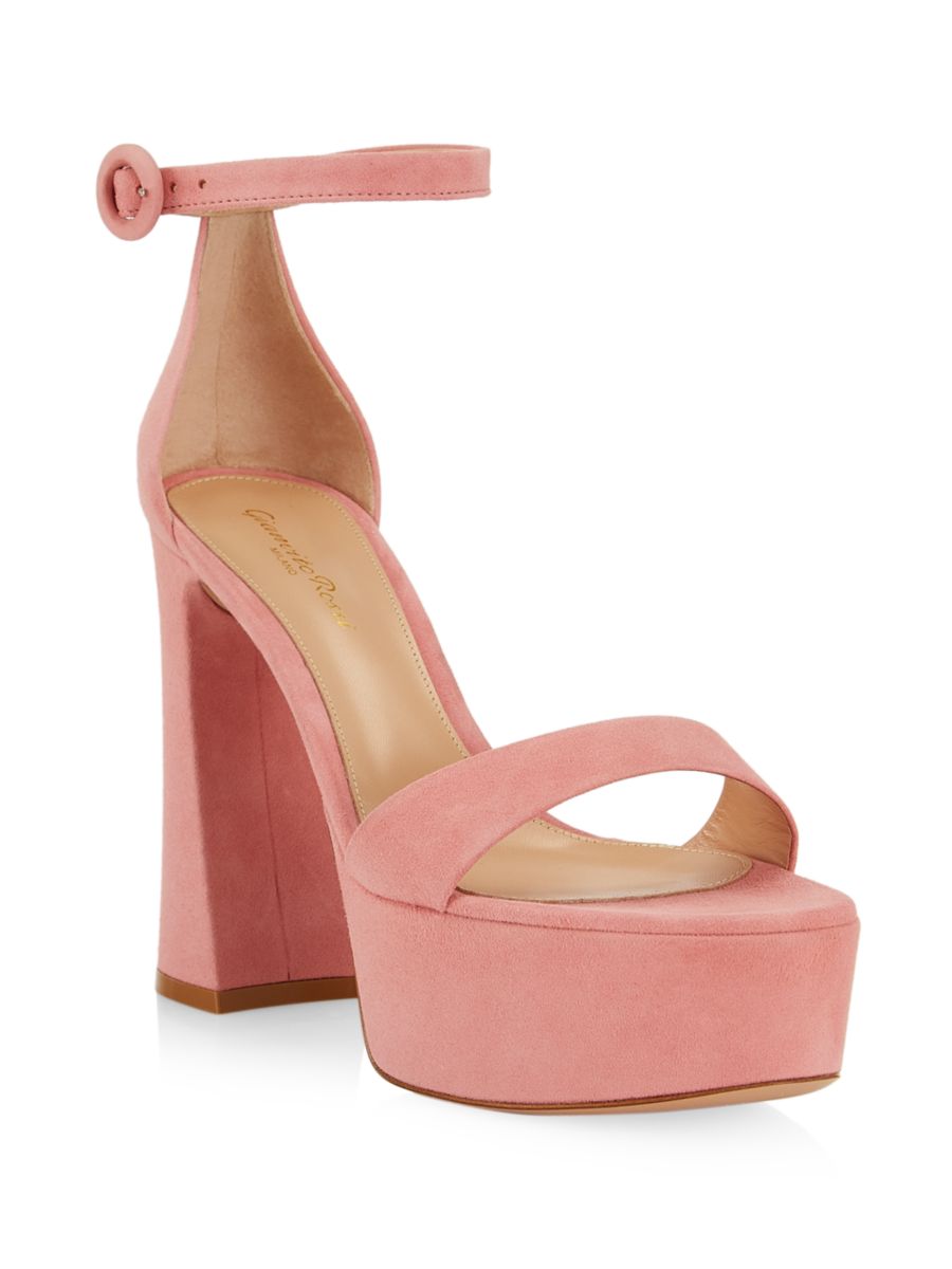 Замшевые босоножки Holly с открытым носком на платформе Gianvito Rossi, цвет Freesia — фото 2