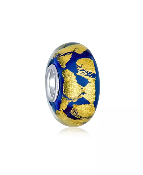 

Бусина-Шарм из муранского стекла красного, зеленого, фиолетового, синего цвета с золотой фольгой для европейского браслета Bling Jewelry, blue