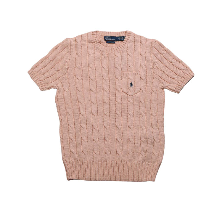 Топ с коротким рукавом, кабельная вязка Polo Ralph Lauren, светло-розовый — фото 3