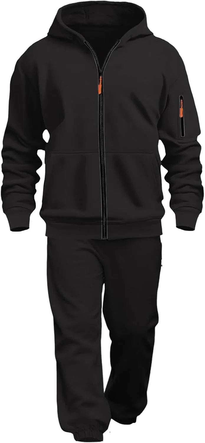 Детский спортивный костюм из 2 предметов, хлопковый флис, Black — фото 4