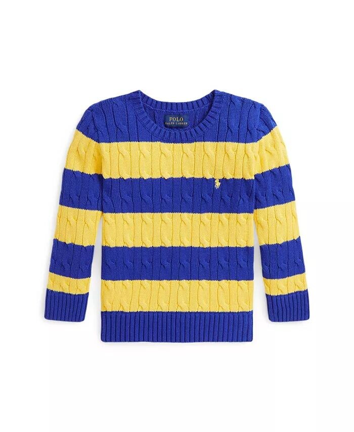 

Полосатый хлопковый свитер косой вязки для малышей и мальчиков Polo Ralph Lauren, мультиколор