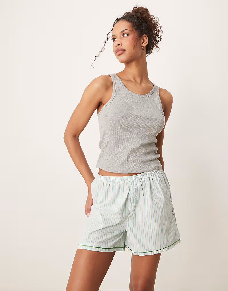 

Тканые шорты Urban Threads Mix & Match в зеленую и синюю полоску