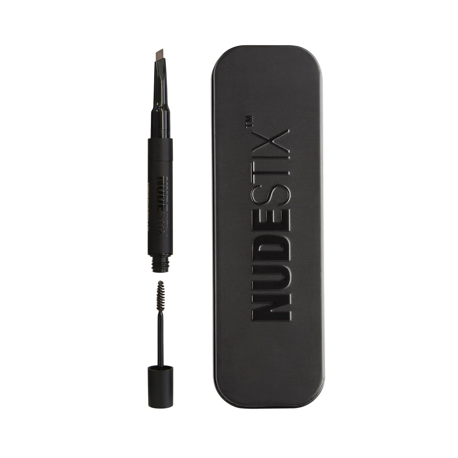 Карандаш для бровей Nudestix Stylus с гелем - двусторонний инструмент для оформления бровей с прецизионным карандашом и прозрачным гелем для придания формы, заполнения и фиксации., ASH BROWN