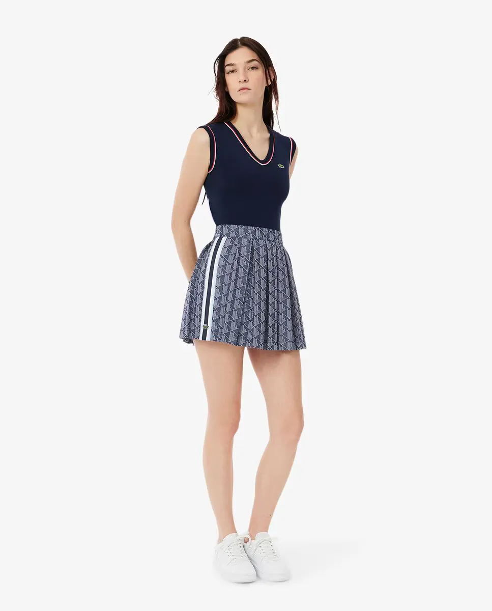 

Юбка плиссированная жаккардовая с монограммой Lacoste, темно-синий