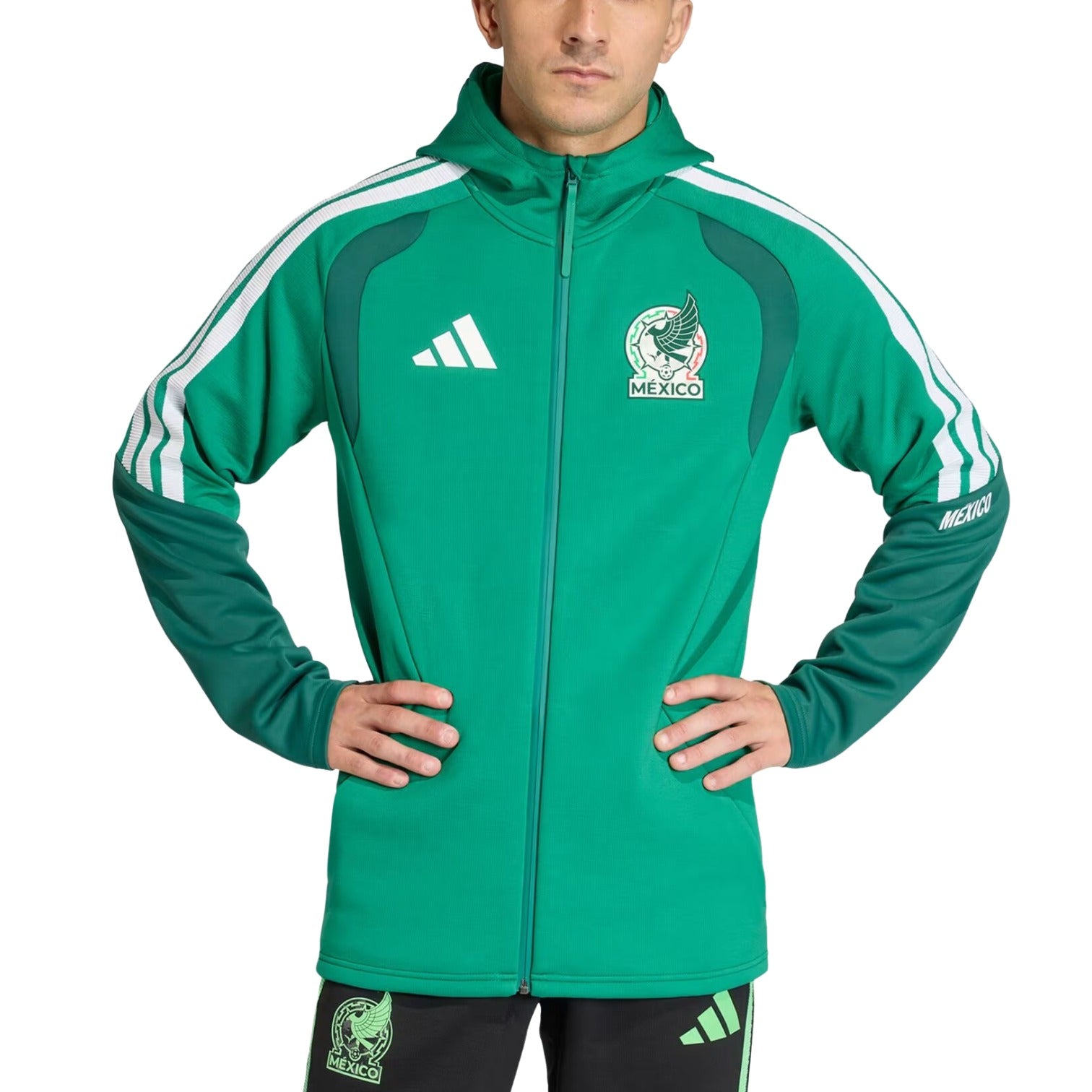 Толстовка Adidas Mexico 26 Tiro Pro Hoodie 'Bold Green' — фото 2