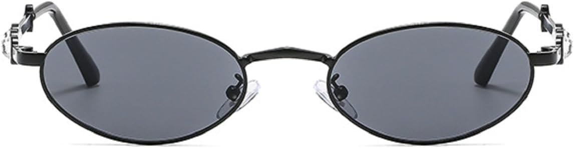 

Женские овальные солнцезащитные очки со стразами, металлическая оправа, модные ретро-очки в стиле панк с бриллиантами, защита от ультрафиолета UV400, модель 3906 Melrose, Black