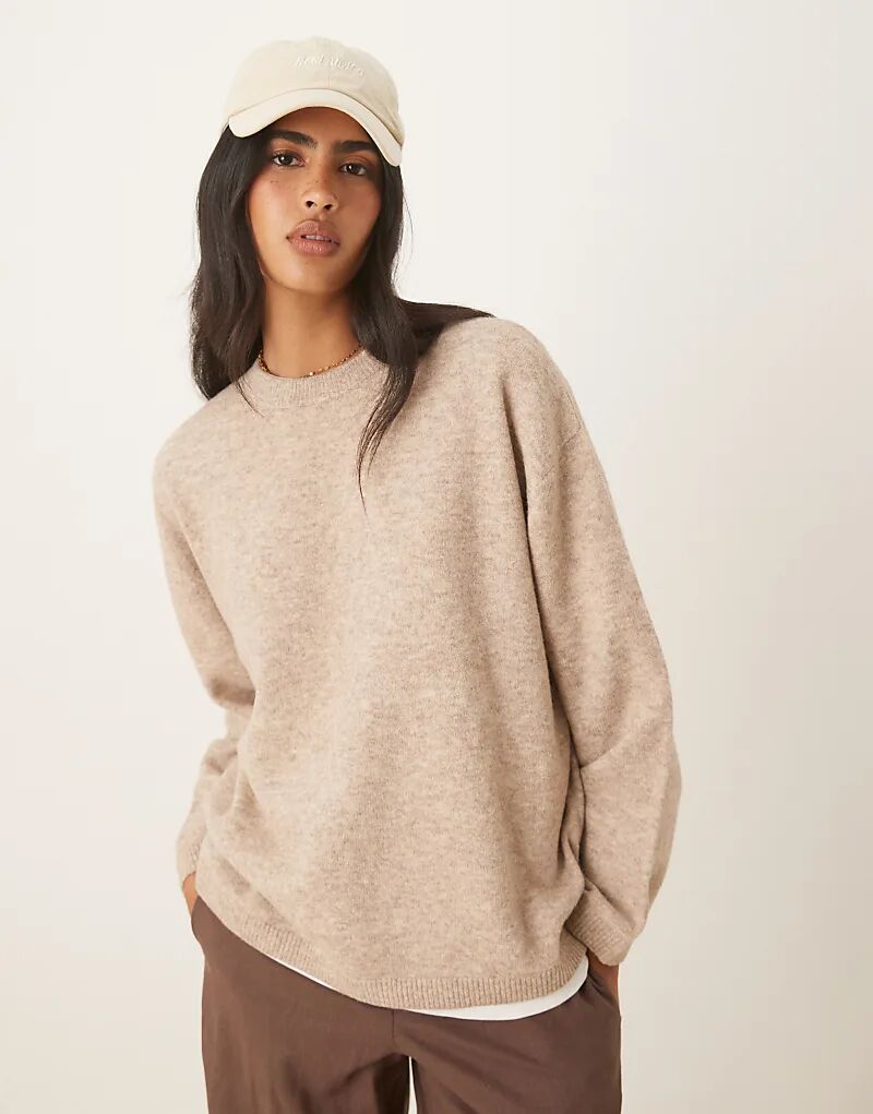 

Длинный свитер ASOS DESIGN с круглым вырезом цвета ржи