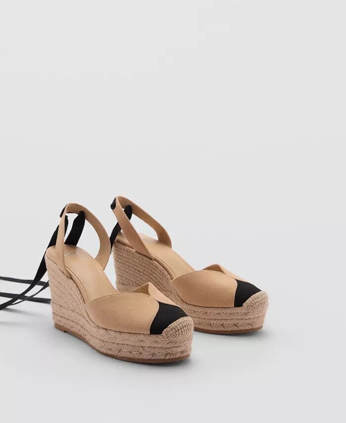 

Женские эспадрильи на шнуровке MANGO, бежевый