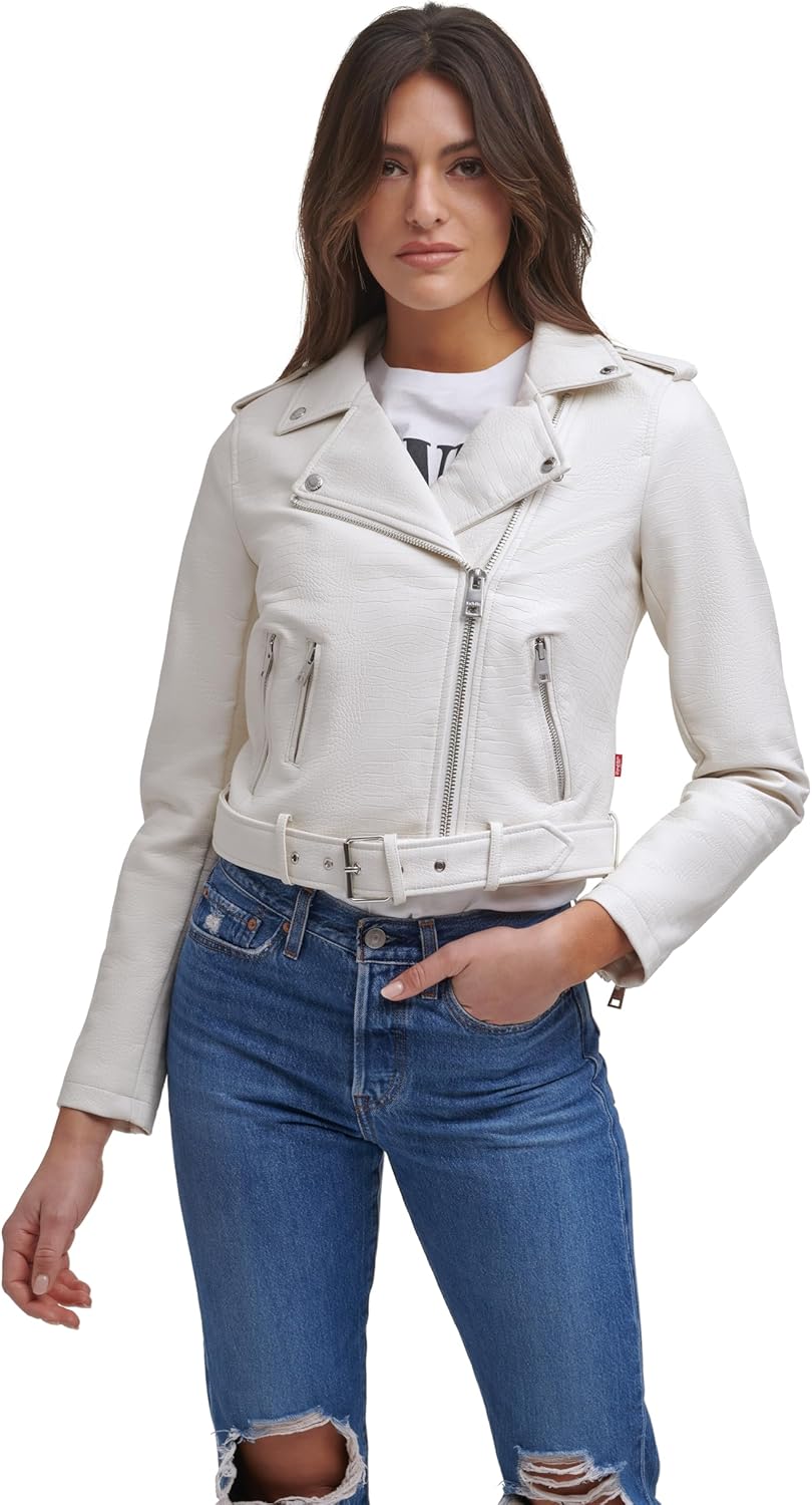 

Женская куртка-косуха Levi's из искусственной кожи с поясом, белый