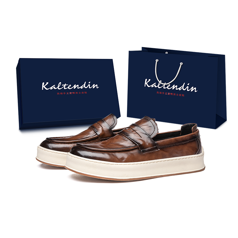 

Kaltendin Британские винтажные лоферы для мужчин черно-коричневые, цвет Brown