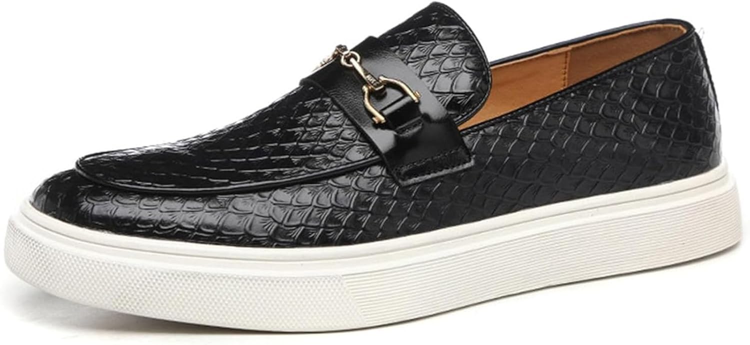 

Мужские слипоны Xinduoyu с плетеным верхом - кожаные удобные повседневные туфли - формальные туфли для вечеринок, черный