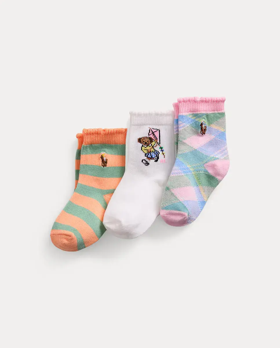 

Упаковка из 3-х носков для девочек с изображением Polo Bear Polo Ralph Lauren, мультиколор