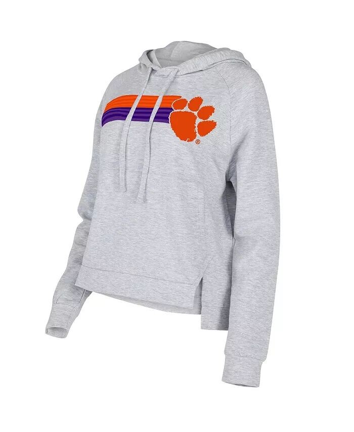 

Женский серый пуловер с капюшоном Clemson Tigers Cedar Tri-Blend реглан Concepts Sport