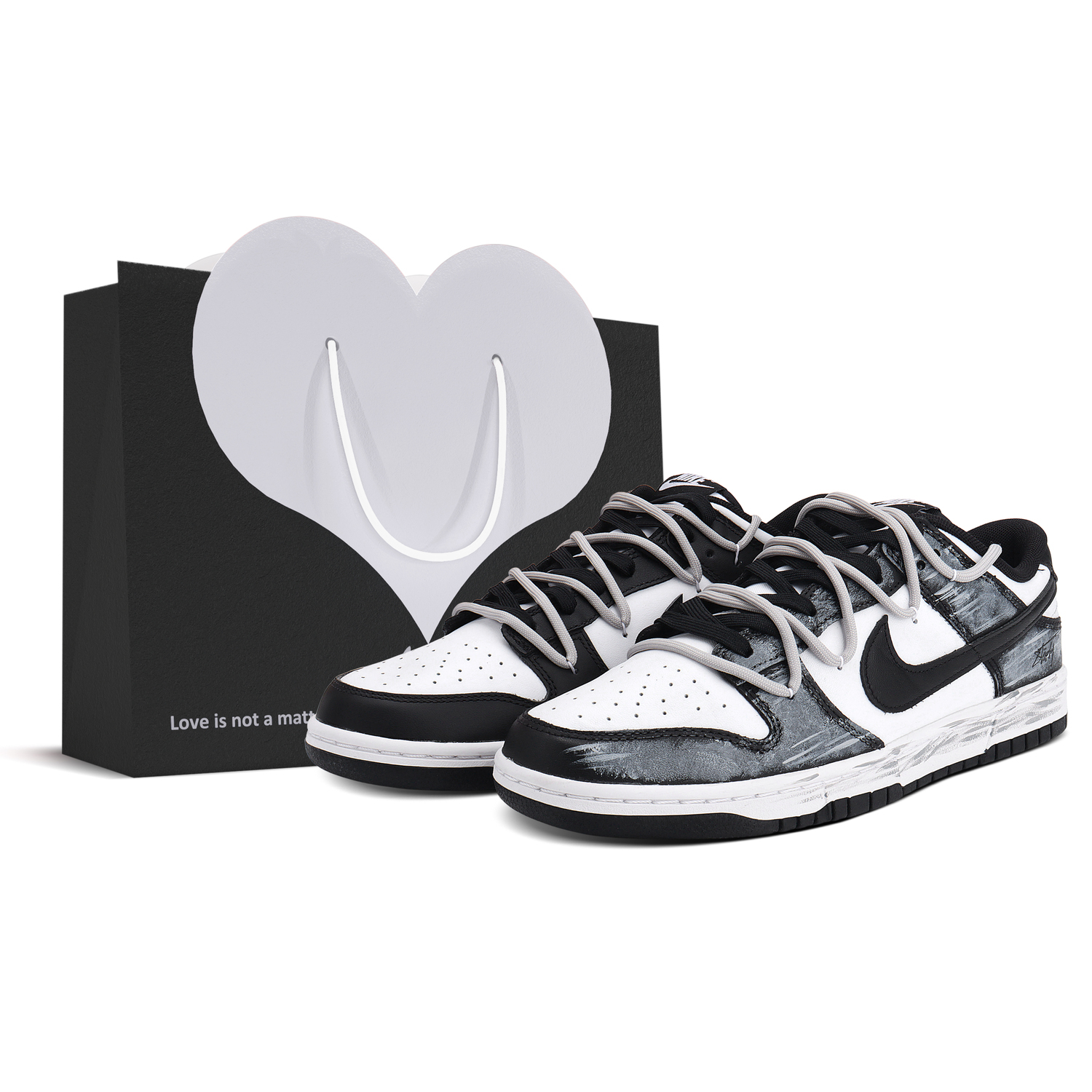 

кроссовки dunk low top skateboard мужские Nike, черный белый