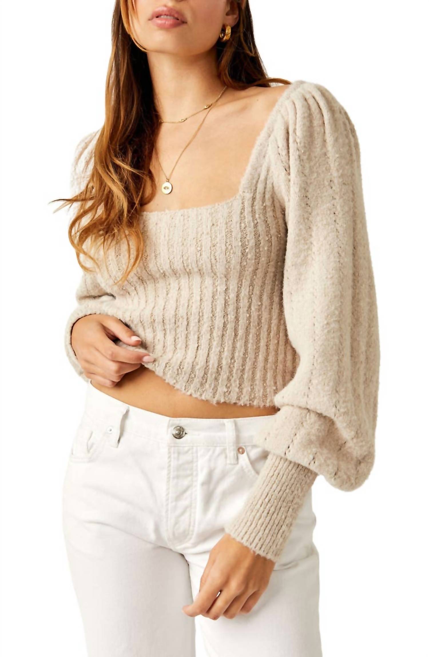 

Свитер-пуловер Katie в песочном долларе Combo Free People, цвет sand dollar combo