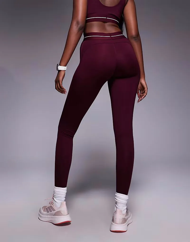 Adidas performance Леггинсы Adidas Training Hyperglam с прямым кроем, бордового цвета — фото 3