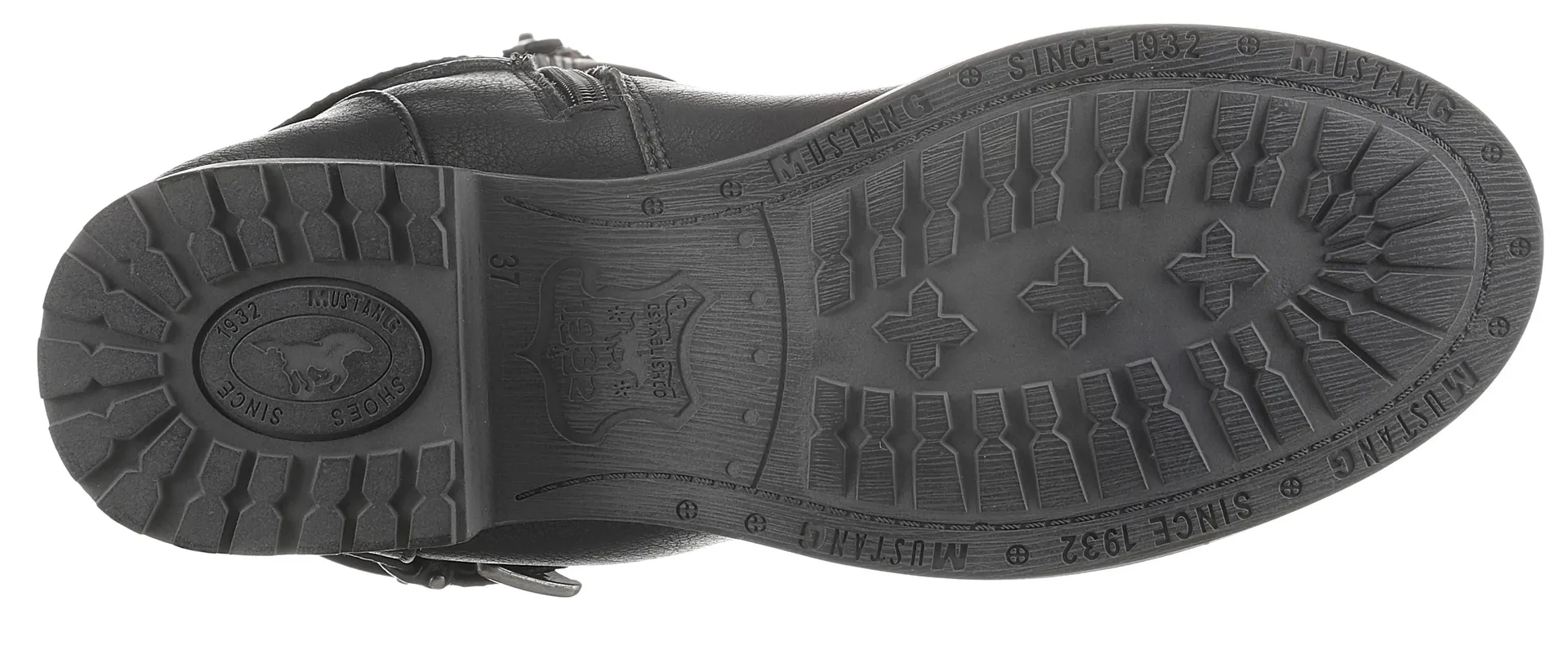 Зимние ботинки Mustang Shoes с декоративными пряжками на голенище с напуском, черный — фото 3