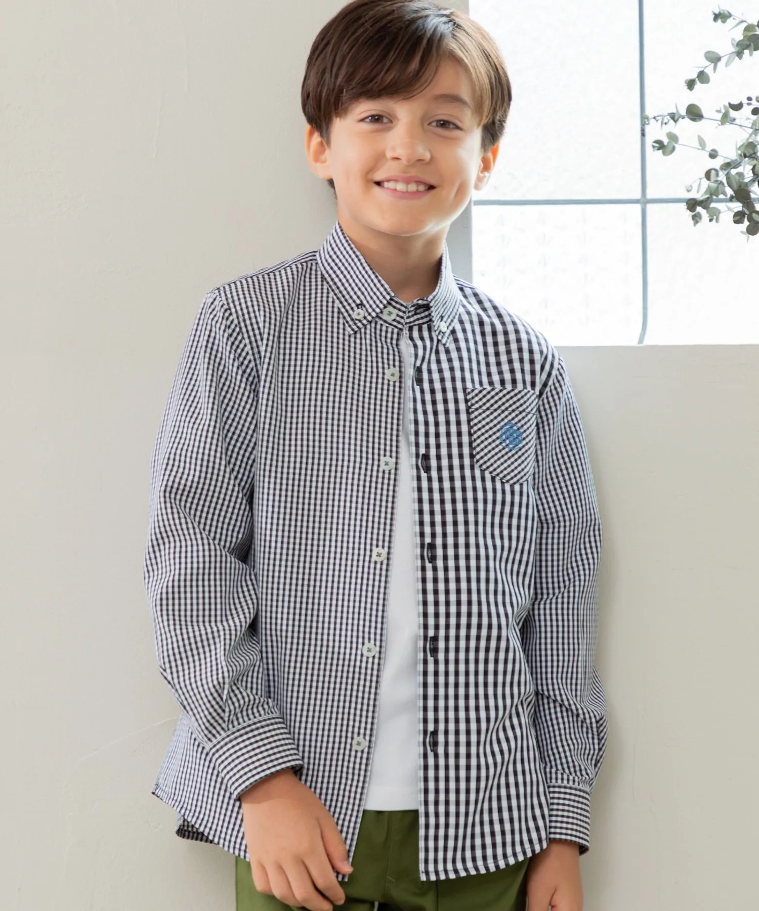 Детская рубашка в клетку Gingham Check J.PRESS черная