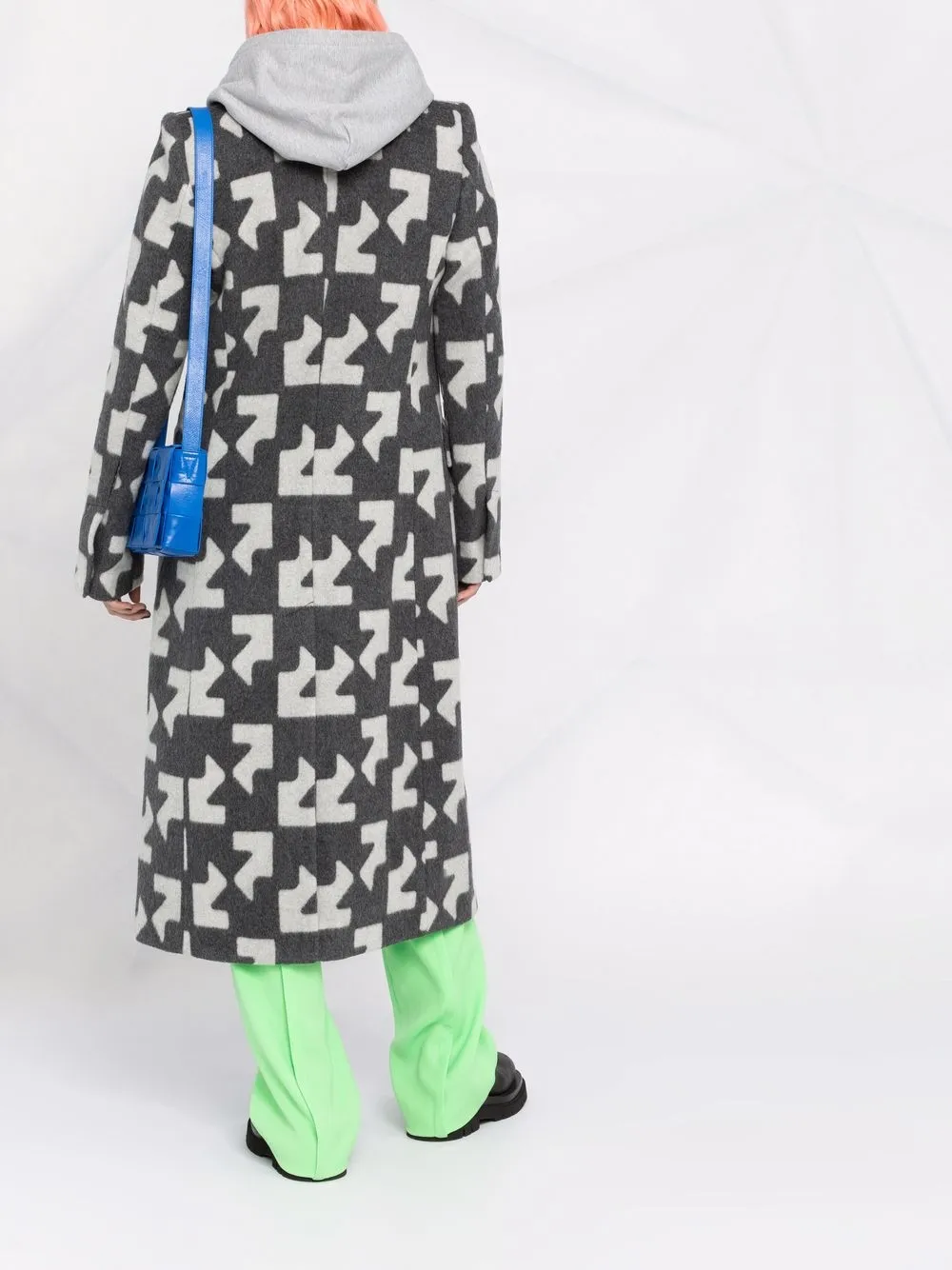 Пальто с геометричным узором OFF-WHITE, серый — фото 4