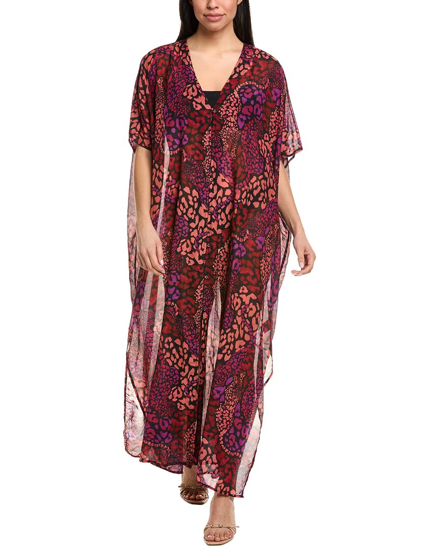 

Джонни Уос Афени Макси-кафтан из смесового шелка Johnny Was, красный