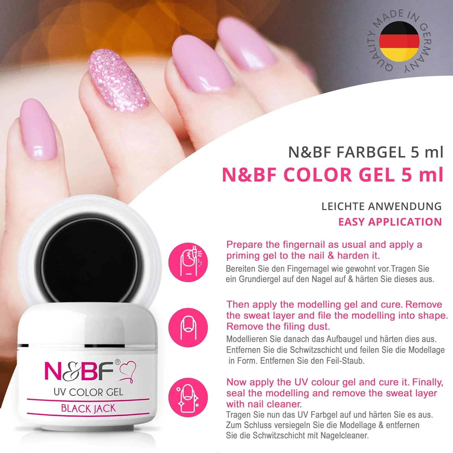 Цветной УФ-гель NAILS FACTORY Black Jack, 5 мл Nails Factory, Black Jack — фото 4