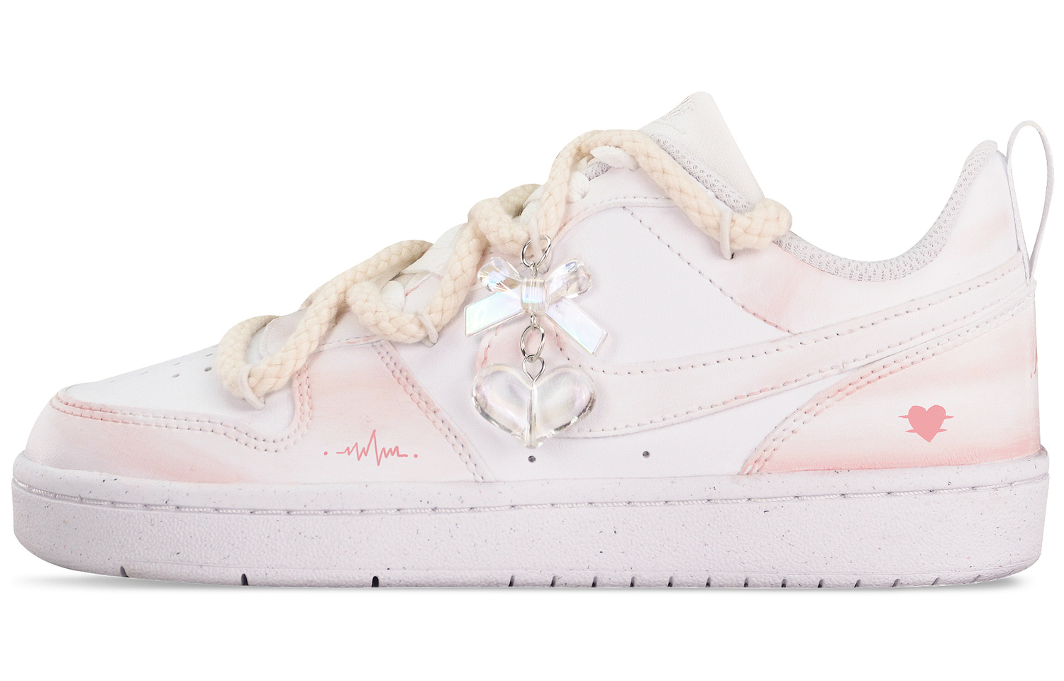 

Nike Court Borough2 нескользящие устойчивые к истиранию низкие кроссовки для скейтборда white pink детские