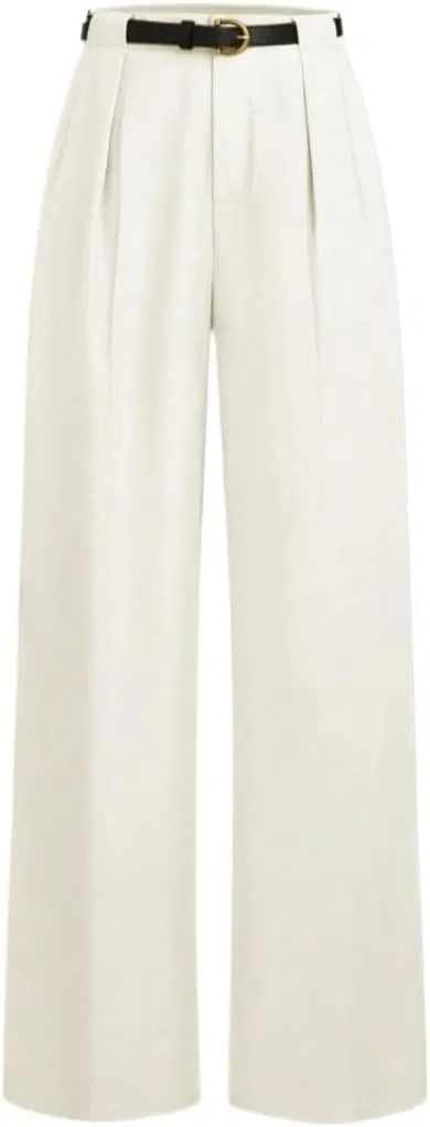 Элегантные брюки прямого кроя средней посадки, однотонные, с поясом