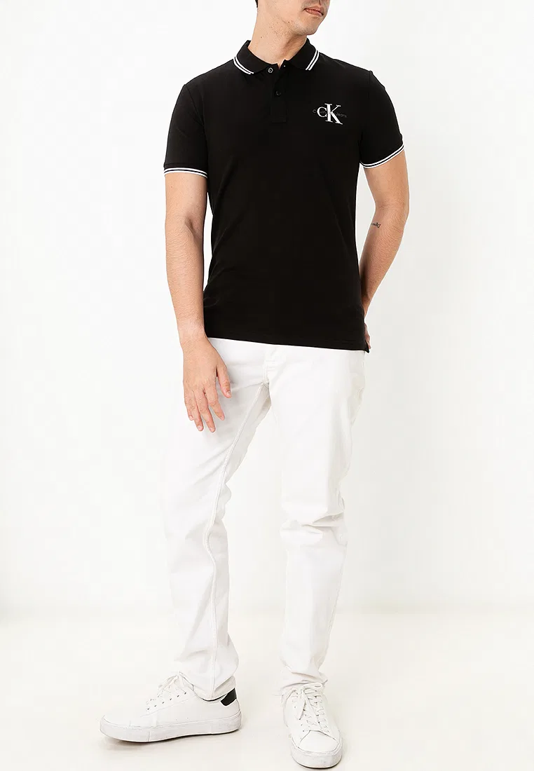 Поло Calvin Klein Jeans, Slim Monogram Tipping, синее — фото 4