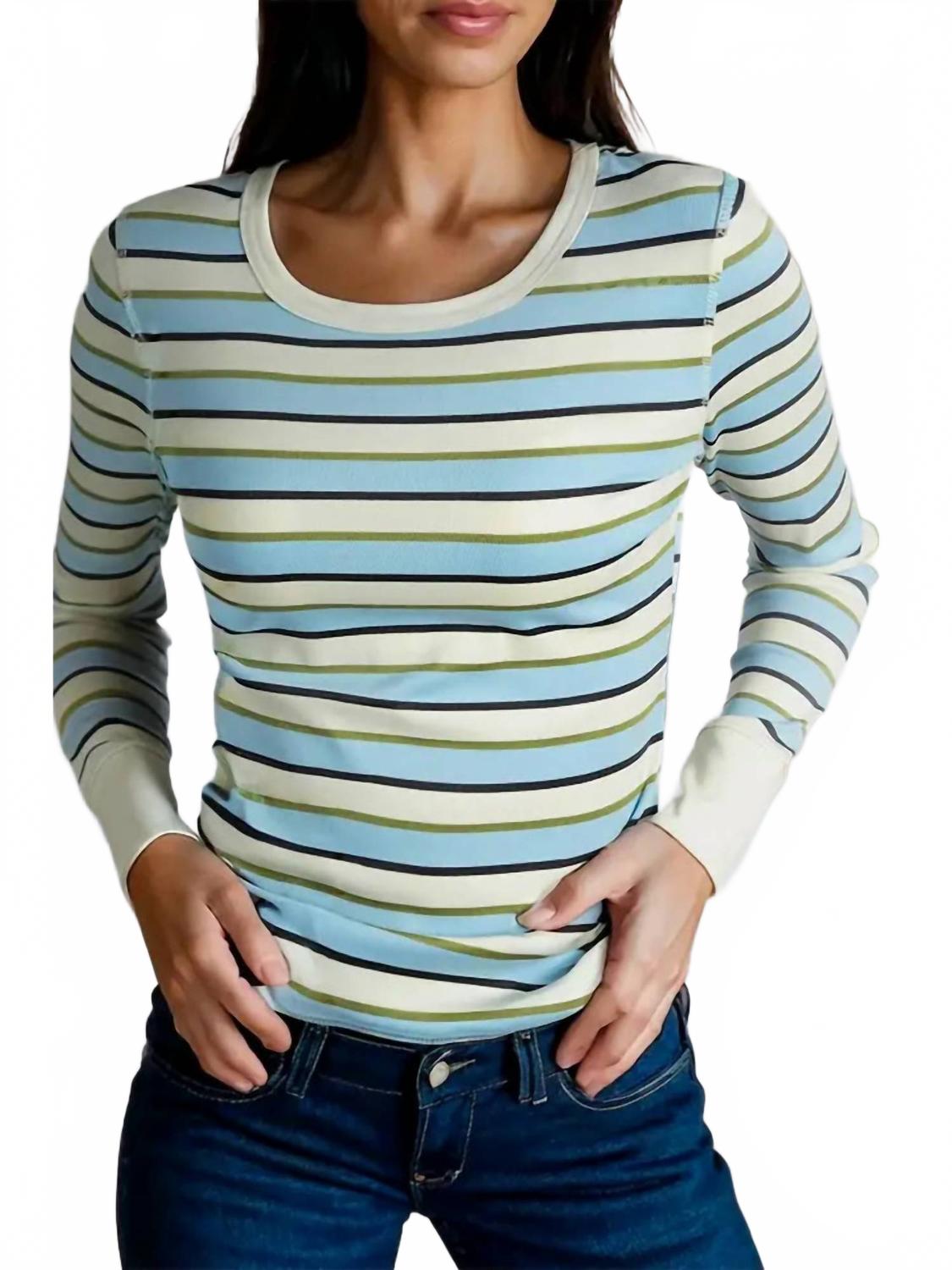 

Aapparella Полосатая блузка с длинными рукавами Cassie, синяя с разноцветными вставками