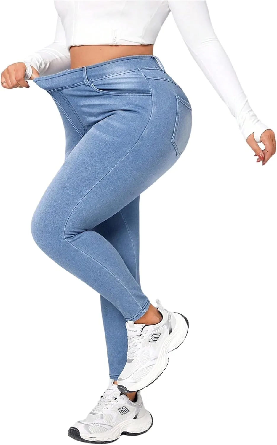 

GORGLITTER женские джинсы Plus Size Skinny с высокой эластичной талией