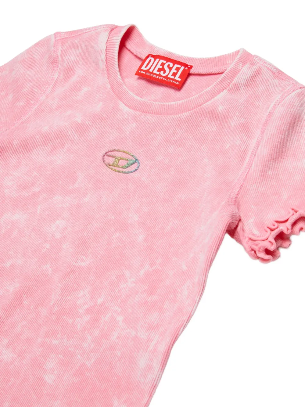 Футболка с оборками и логотипом Diesel Kids, розовый — фото 3
