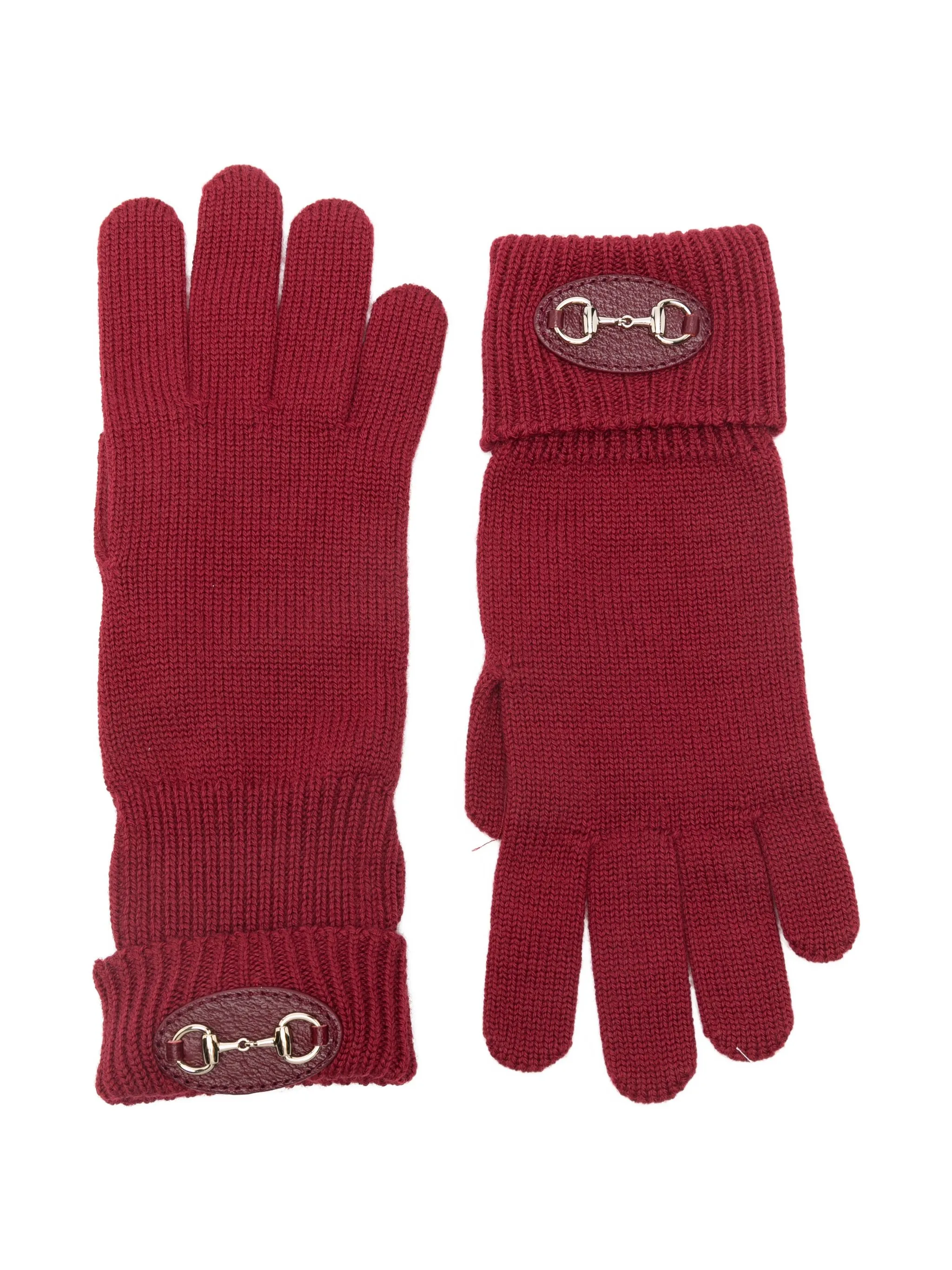 

Перчатки с пряжкой Horsebit Gucci, красный