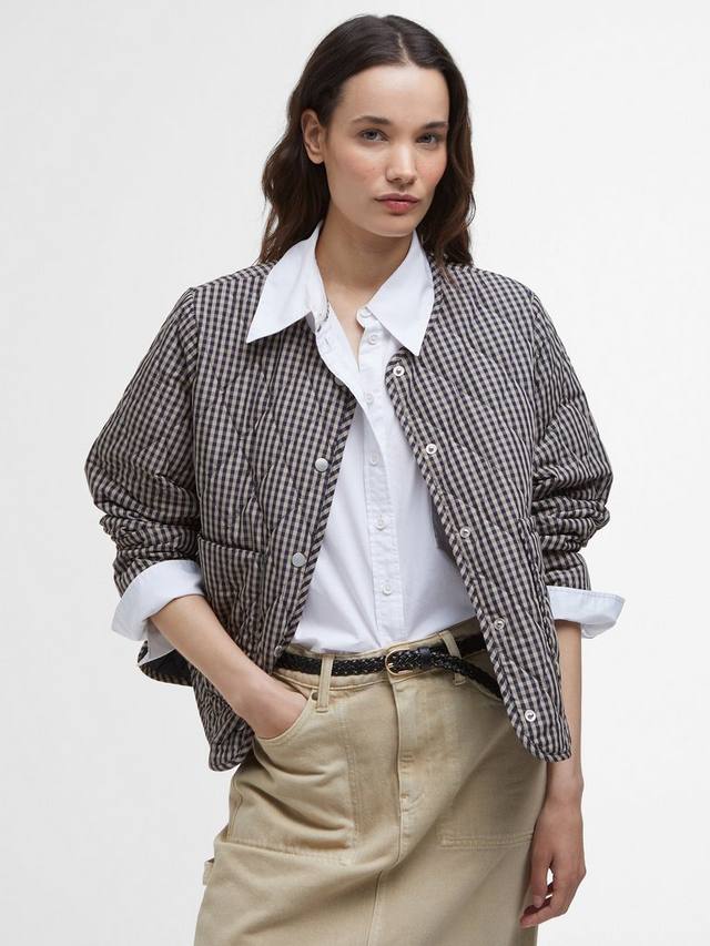 

Стеганая куртка в клетку монро Barbour, цвет Navy/Sand