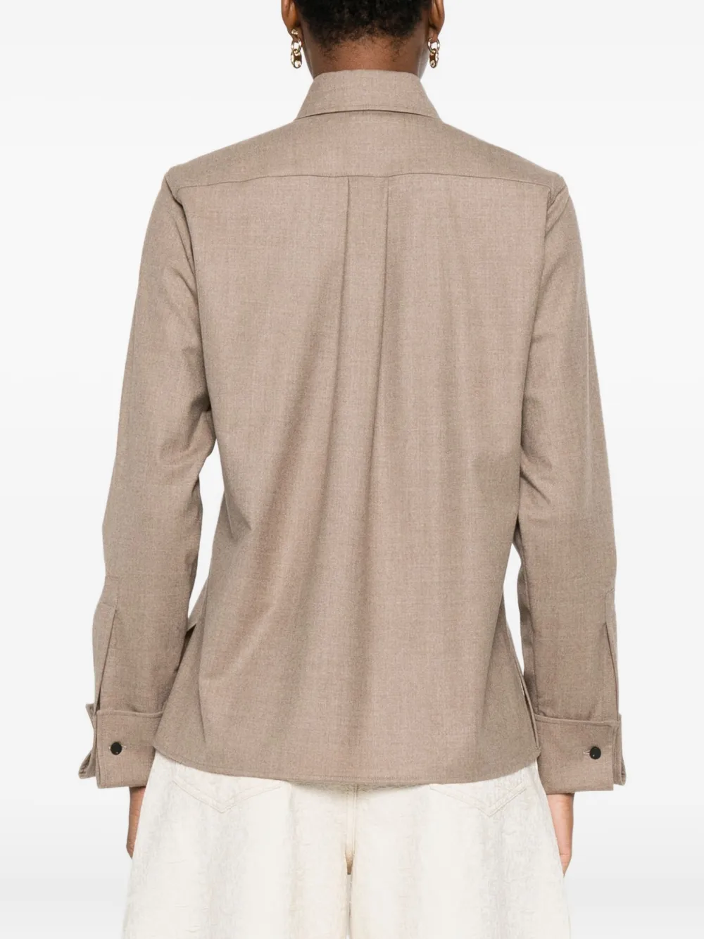 Кашемировая рубашка с пуговицами на манжетах MAX MARA, нейтральный — фото 3