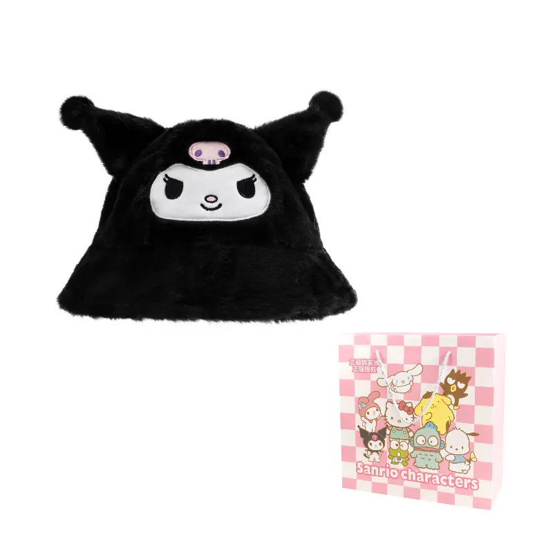 

Sanrio Куломи Полиэстер Берет Унисекс, Kuromi Black Bucket Hat