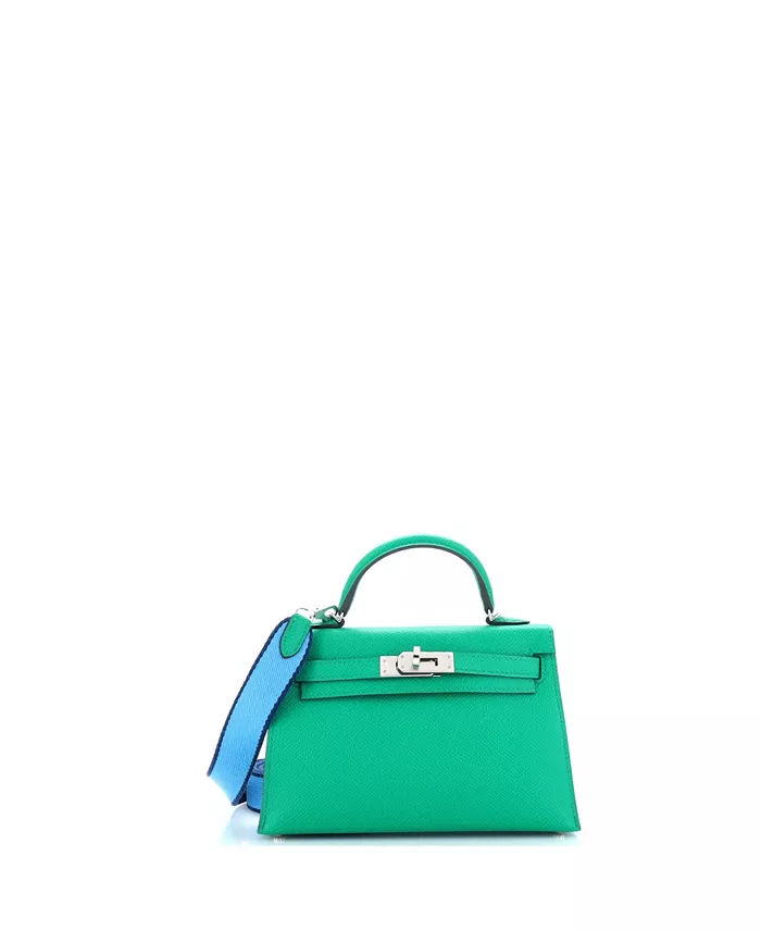 

20 Сумка Amazone Kelly Mini II зеленая Epsom с палладиевой фурнитурой Pre-Owned HERMÉS, зеленый