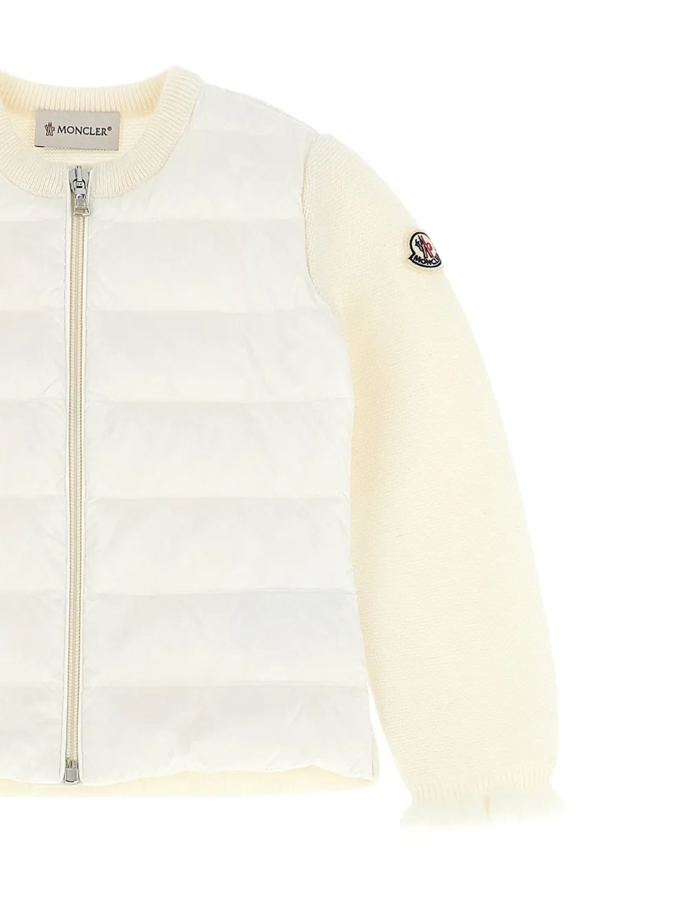 Пуховик из смесовой шерсти Moncler Enfant, белый — фото 3