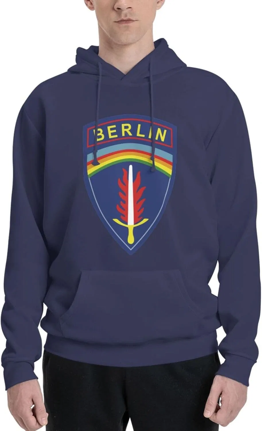 Generic Свитшот мужской Army-Berlin-Brigade-Patch с капюшоном и карманом, черный