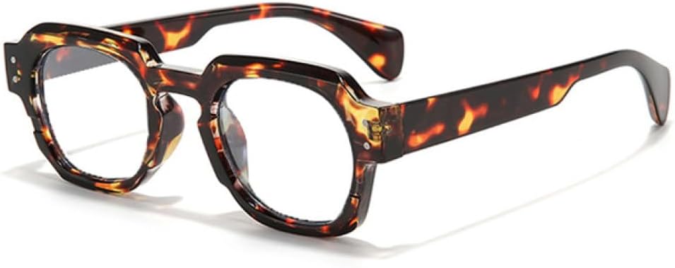 

Модные женские квадратные солнцезащитные очки с винтажным декором и заклепками, мужские панк-очки с прозрачными линзами и оправой, защита от УФ-излучения UV400 MTZJH, Leopard Clear