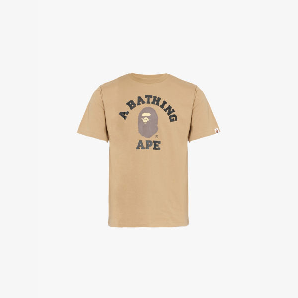 

Футболка из хлопкового джерси с графическим принтом колледжа A Bathing Ape, бежевый