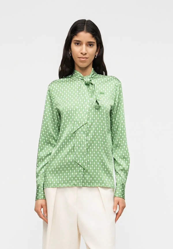 Блузка Lacoste Billiard Green/Flour с пуговицами, сатин, принт