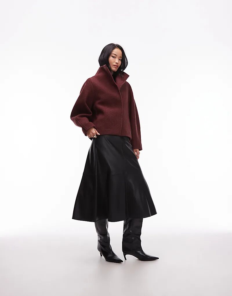 

& Other Stories шерстяная короткая куртка с воротником-стойкой бордового темно-красного цвета