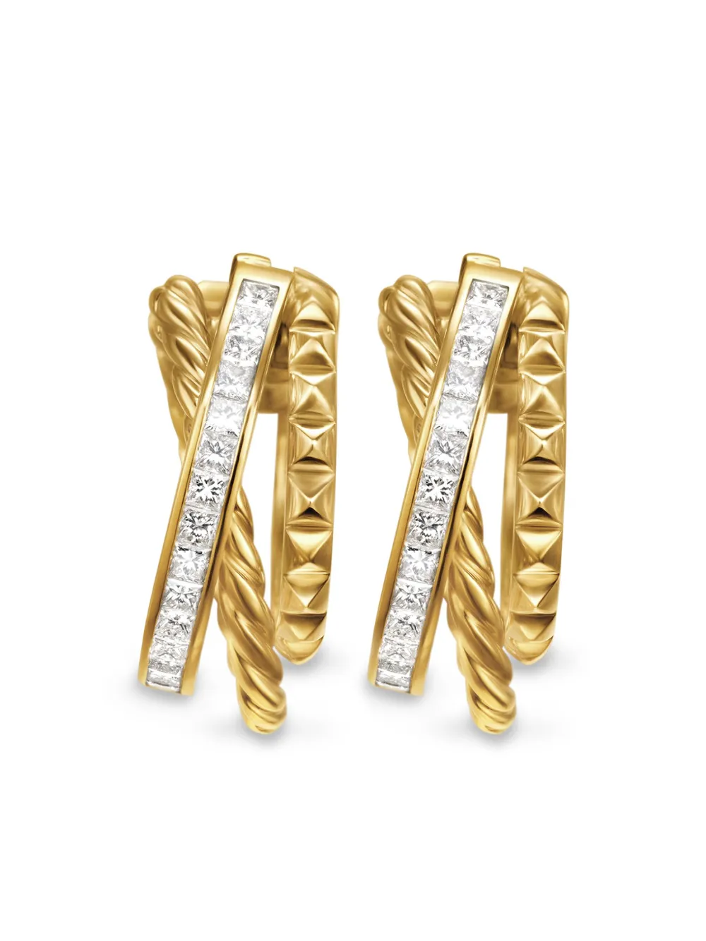 

Серьги-кольца Crossover Multi Row из желтого золота с бриллиантами (18 мм) David Yurman, золотой