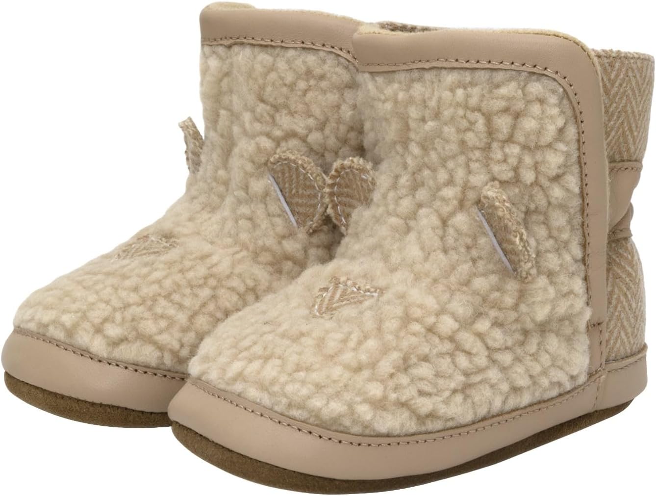 

Детские ботиночки Robeez для девочек и мальчиков с мягкой подошвой и противоскользящей функцией, для младенцев и малышей, 0-24 месяца, Wren Tan Faux Sherpa Wool