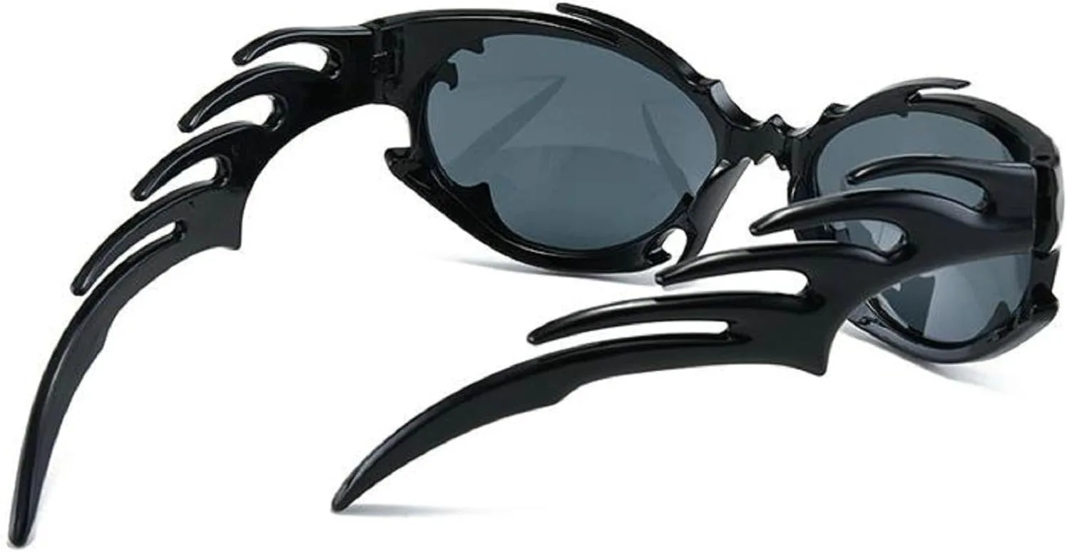 

Ретро-очки овальной формы для женщин и мужчин, модные очки в стиле Y2K с обтекаемой формой и защитой от УФ-излучения, очки для вечеринки на Хэллоуин mincl, Black