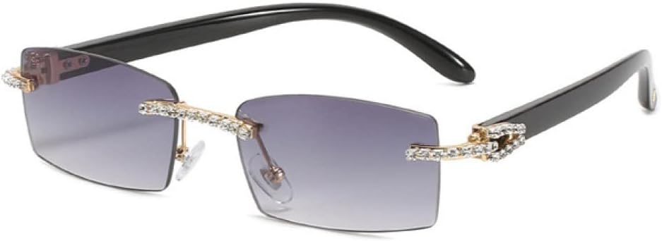 

Солнцезащитные очки без оправы с бриллиантами для женщин, винтажные прямоугольные солнцезащитные очки, женские солнцезащитные очки со стразами, градиентные цвета generic, C2black-gray