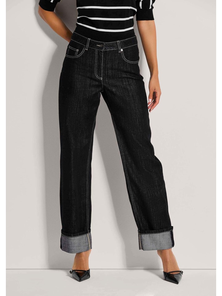 

MADELEINE Джинсы с широкими штанинами и фиксированным отворотом, черные