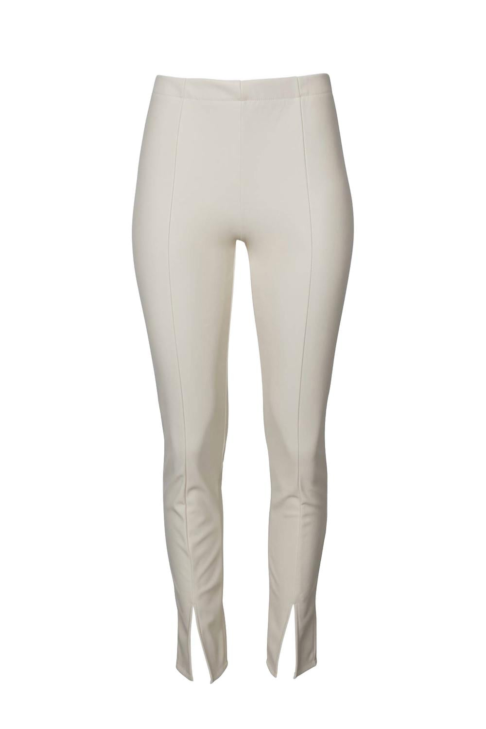 

Высокие брюки с разрезом из экокожи в цвете экрю Goldie LONDON, Ecru