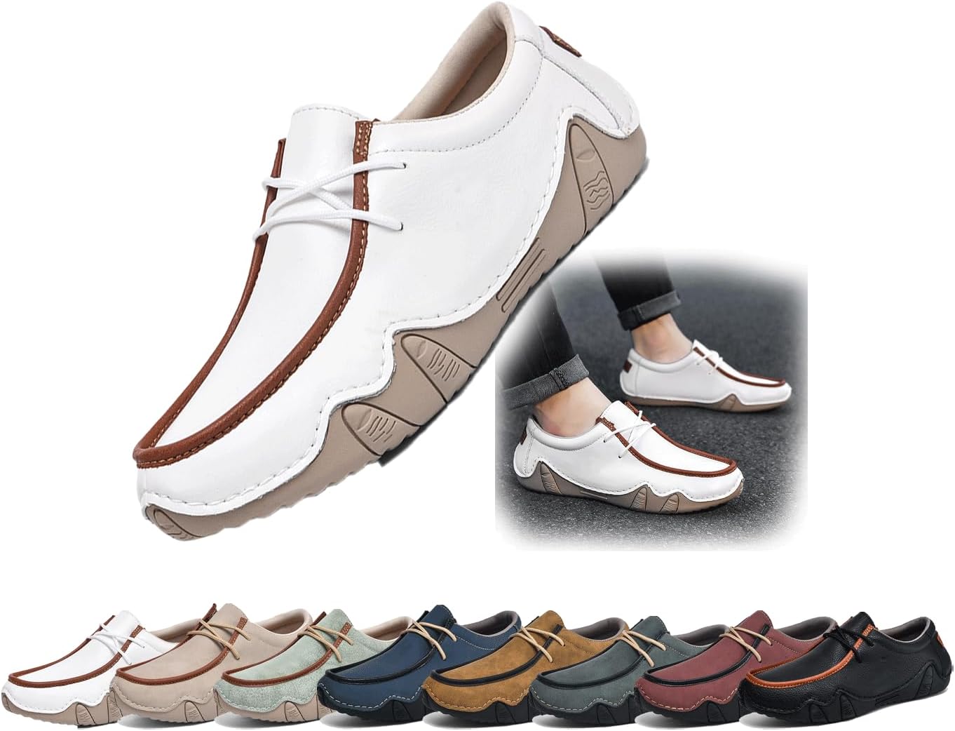 

Мужские кожаные лоферы без застежек Generic, A