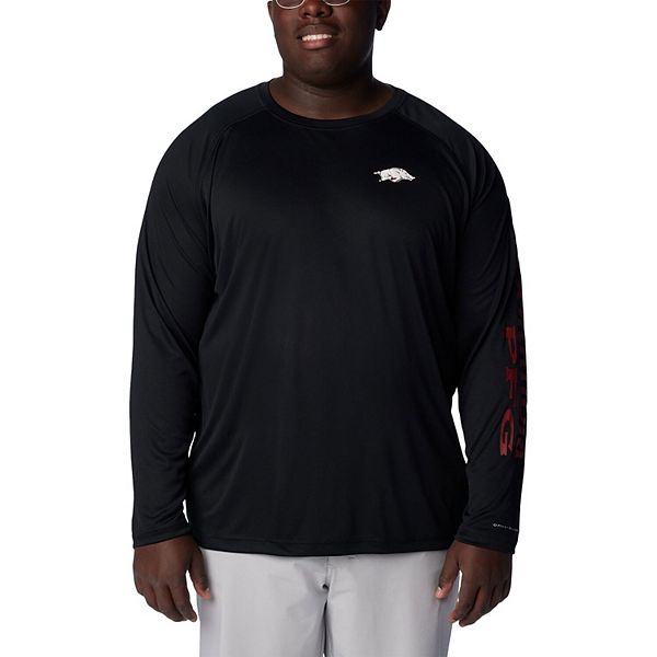 

Мужская черная футболка arkansas razorbacks big & tall pfg terminal tackle omni-shade raglan с длинным рукавом Columbia